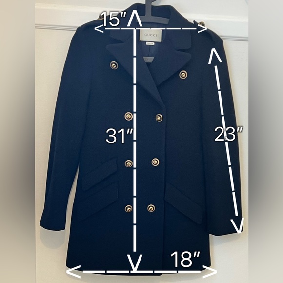 Gucci Dark Navy BlueWool Coat with Back strap - Picture 14 of 14